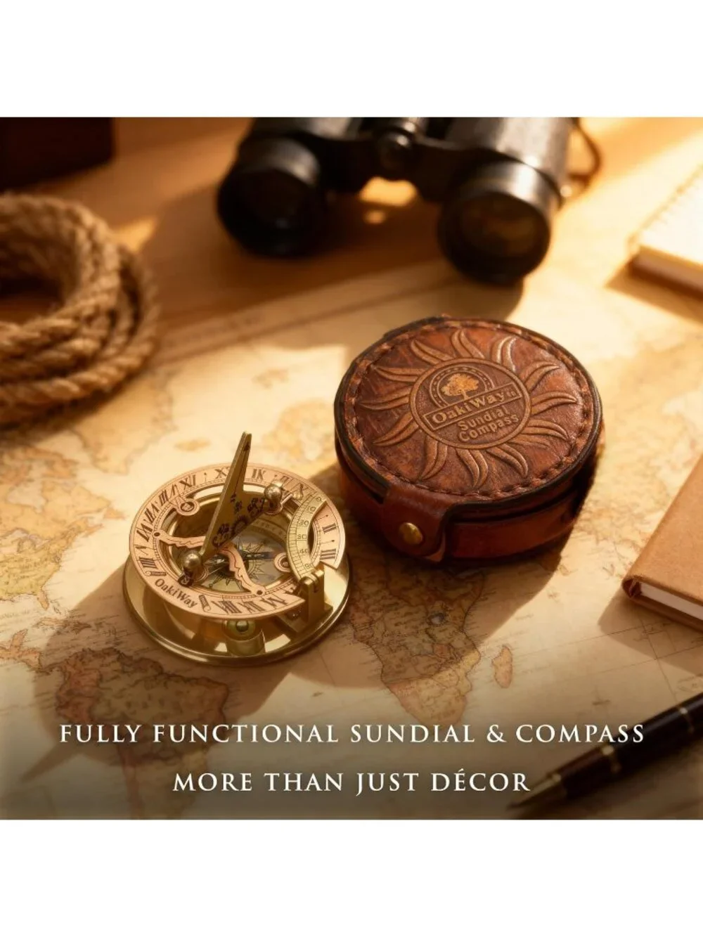 Home All Gold Sundial Compass Sailing Vintage Anniversary Unique Nautical Clock